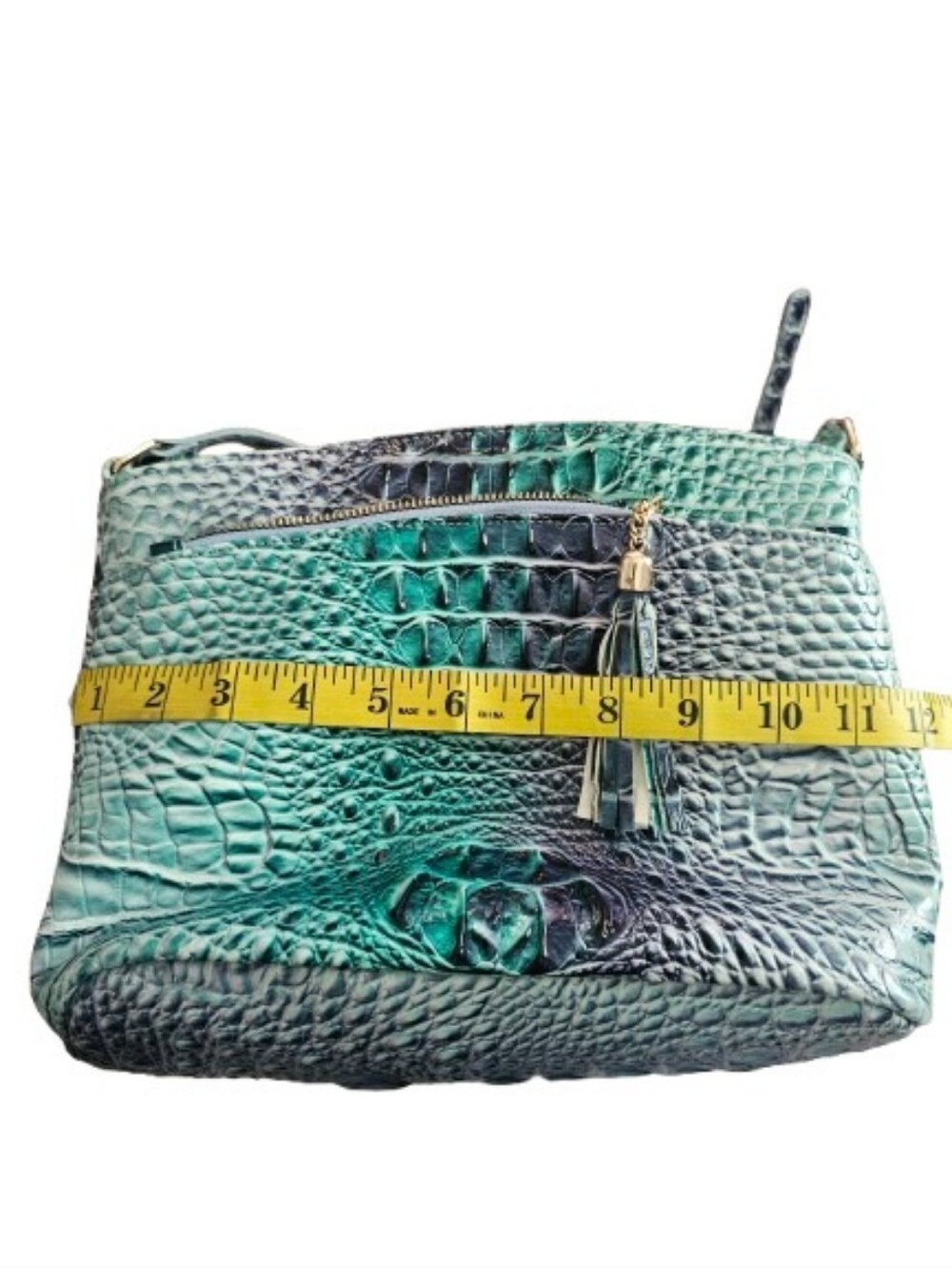 Women’s Teal Croc-Embossed Crossbody Bag - Picture 9 of 13